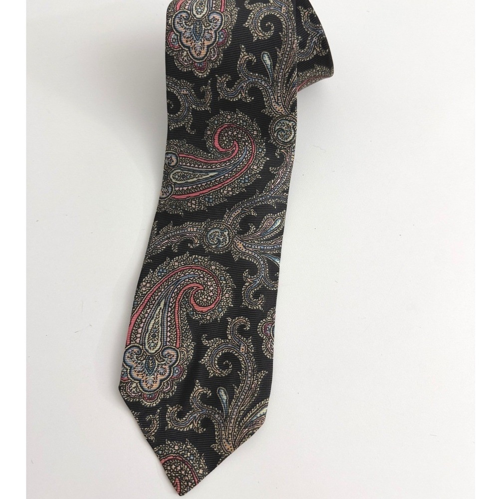 Polo Ralph Lauren Mens Silk Tie Black Red Blue Paisley Pattern Necktie Classic